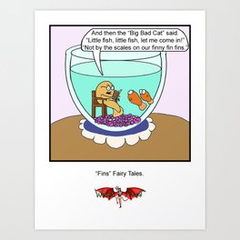 Fins Fairy Tails Art Print | Comic, Digital, Finfairytailfunnycomichumor, Drawing 