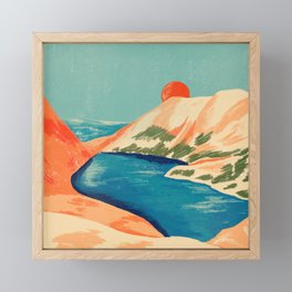 Serene River Flowing Through Majestic Mountains Framed Mini Art Print