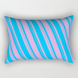[ Thumbnail: Plum & Deep Sky Blue Colored Lined Pattern Rectangular Pillow ]