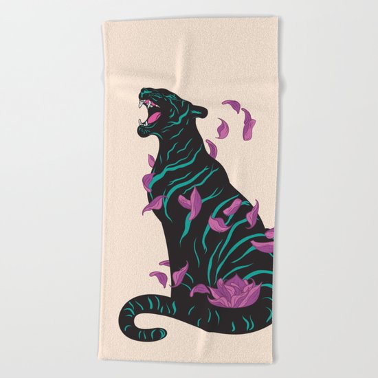 Black tiger Beach Towel