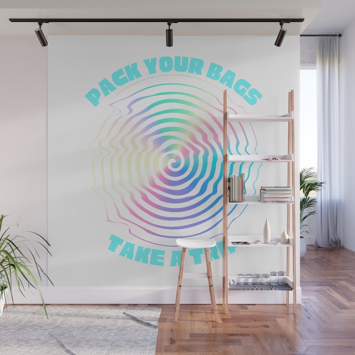 Pack your bags, take a trip - Holographic Trippy Warp Wall Mural
