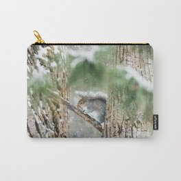 Winter squirrel weathering the snow storm Carry-All Pouch