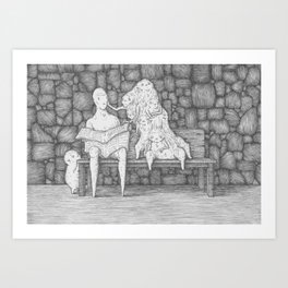 Making friends at the station Art Print