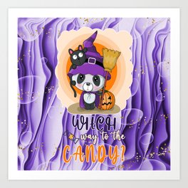 Cute Purple Panda Witch Halloween Art Print