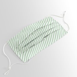 [ Thumbnail: Dark Sea Green & Mint Cream Colored Striped/Lined Pattern Face Mask ]