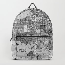 Vintage Map of Vancouver Canada (1920) BW Backpack | Vancouver, Cartograph, Old, Atlas, Vintage, Britishcolumbia, Drawing, Canada, Vancouvercanada, Map 