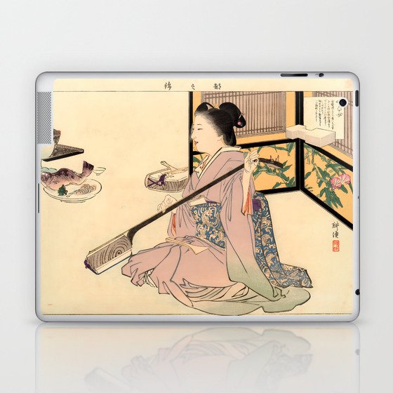 Geisha Tuning a Shamisen (Tsukioka Kogyo) Laptop & iPad Skin