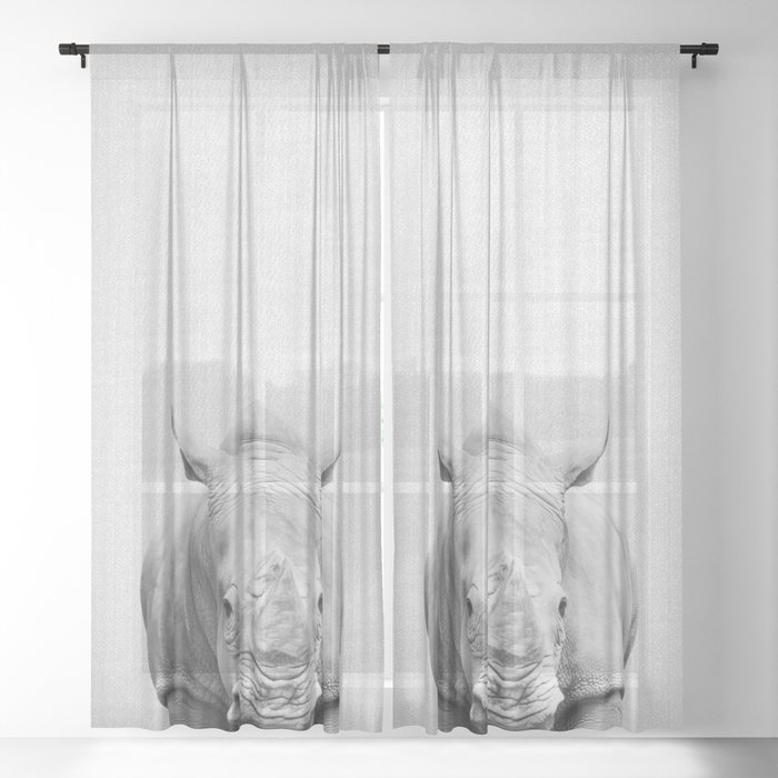 Rhino 2 Black White Sheer Curtain By Galdesign Society6