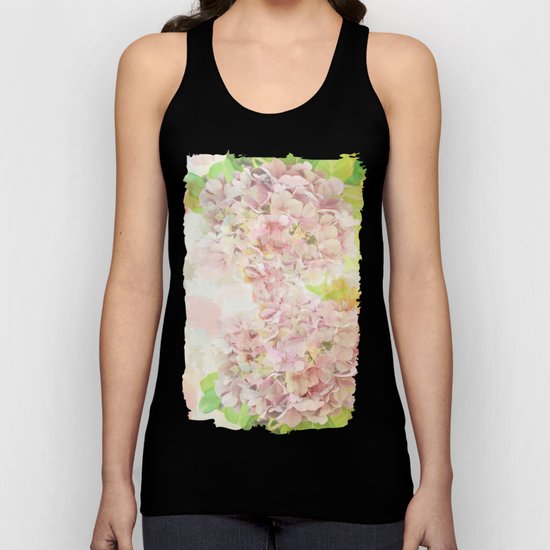 Pink Hydrangeas on a soft pastel abstract background Unisex Tank Top