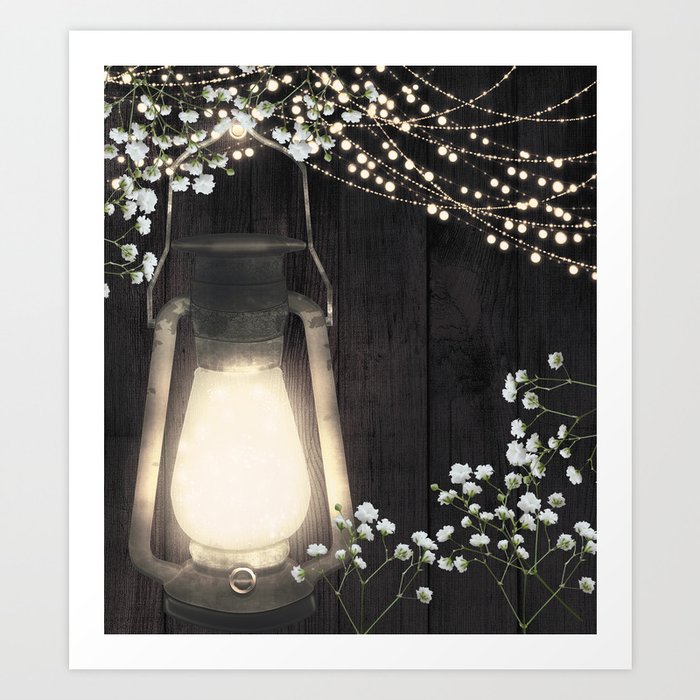 Rustic Glow Garden Lantern Art Print