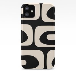 Mid Century Modern Piquet Abstract Pattern in Black and Almond Cream iPhone Case | Atomic, Mod, Aesthetic, Midcenturymodern, Abstract, Monochrome, Modern, Vintage, Midcentury, Black And Cream 