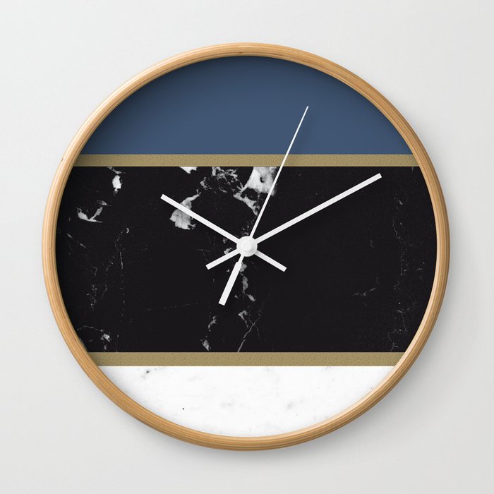 Marble Mix Stripes 3 Black White Blue Gold Decor Art