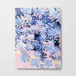 Cactus Fall - Blue and Pink Metal Print | Photo, Tonal, Pastelpink, Jungle, Plant, Nature, Summer, Tropicalgarden, Tropical, Foliage 