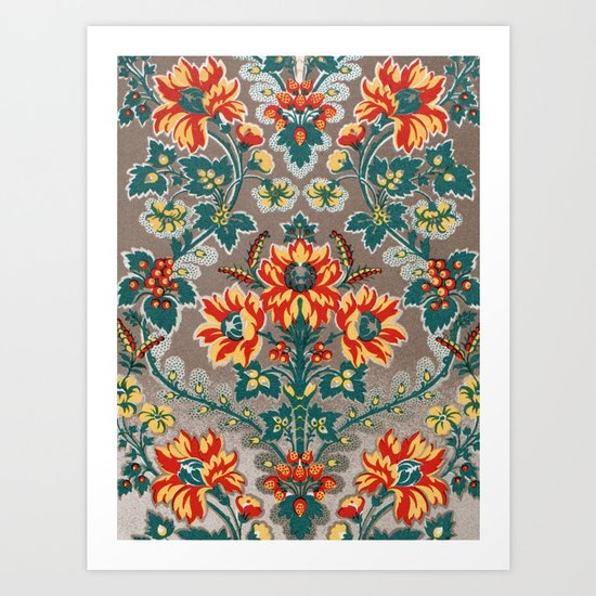 Vintage Floral Pattern 18th Century Decorative Ornate Fancy Art Print