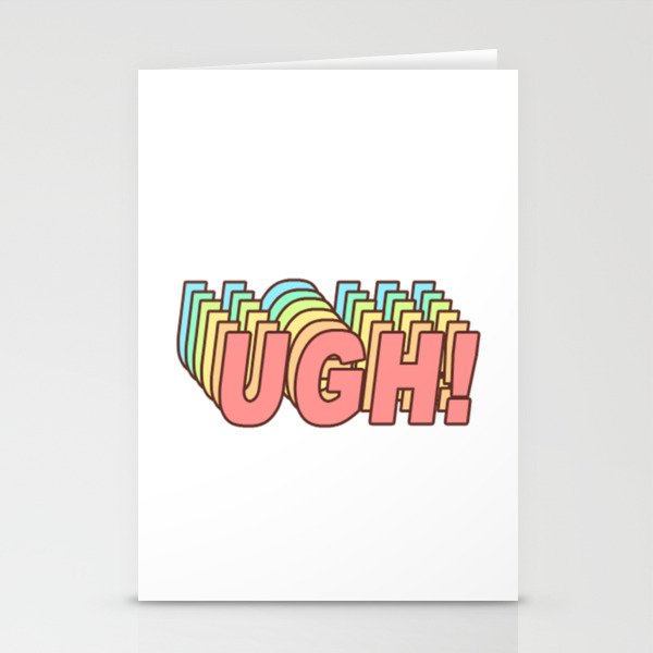 UGH! - Funny Sigh Clueless Typography in Retro 70s look Stationery Cards