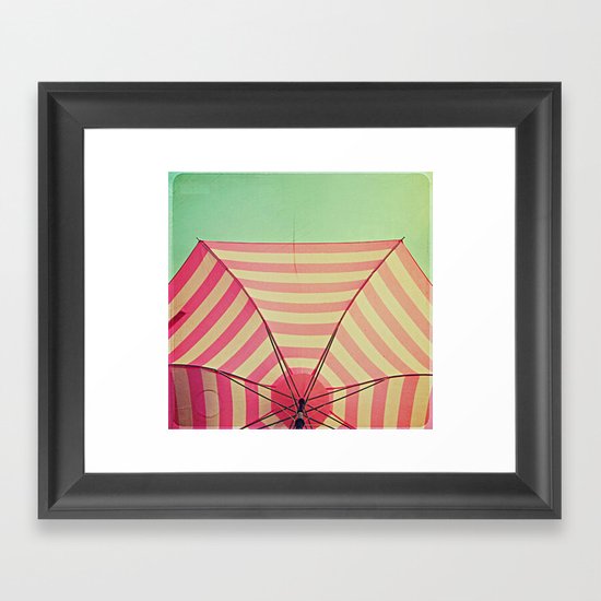 Pink Umbrella Aqua Sky Framed Art Print