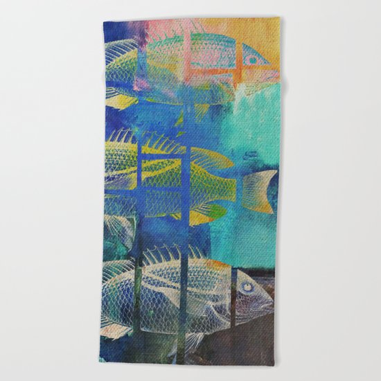 Fish Under Strong Radiation 4 Beach Towel