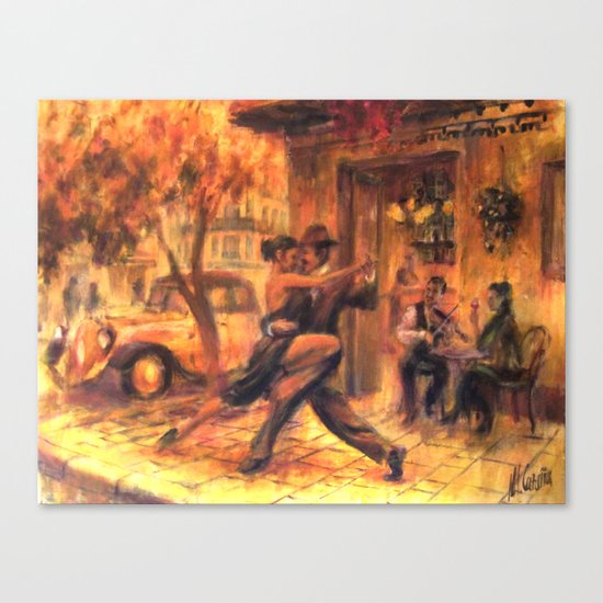 Couple Dancing Tango Painting Canvas Print By Miquelcazanya Society6