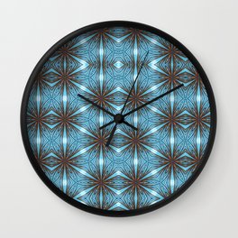 Ribbons of Turquoise Symmetrical Geometric Fractal Art // 2021 - 046 Wall Clock