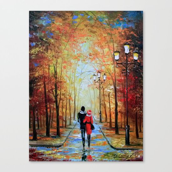 romantic autumn stroll Canvas Print