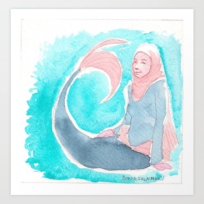 Palestinian Mermaid August2020 Art Print