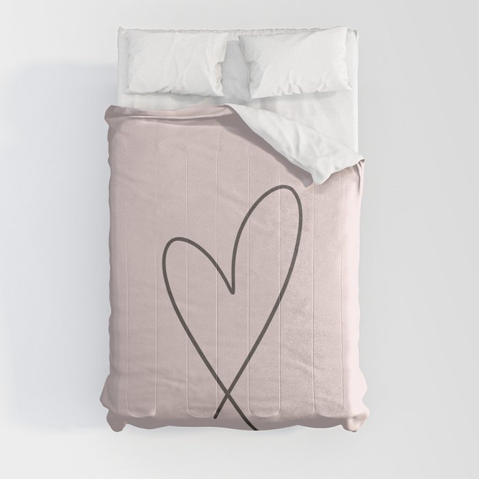 Minimal Line Love Heart Valentines Day Comforter