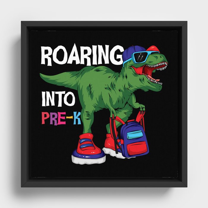 Roaring Into Pre-K Student Dinosaur Framed Canvas