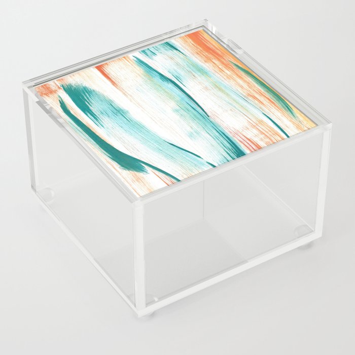 Teal and Orange Brush Strokes Acrylic Box