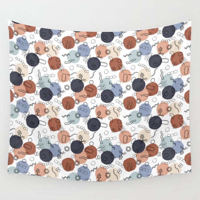 Vintage Microbiology on White Wall Tapestry