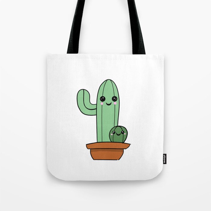 Cute Cactus Tote Bag by Rhianne Art