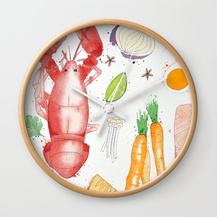 Watercolor Foods Wall Clock