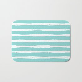 Sea Wave Stripe Bath Mat | Trends, White, Digital, Cyan, Seamless Pattern, Beachy, Beachcottage, Seawave, Blue, Wave 