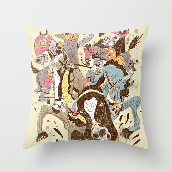 The Great Horse Race! Throw Pillow