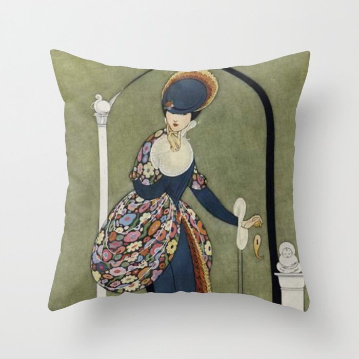 Elegant Retro Woman - Vintage Fashion Magazine Cover - July 1913 Throw Pillow