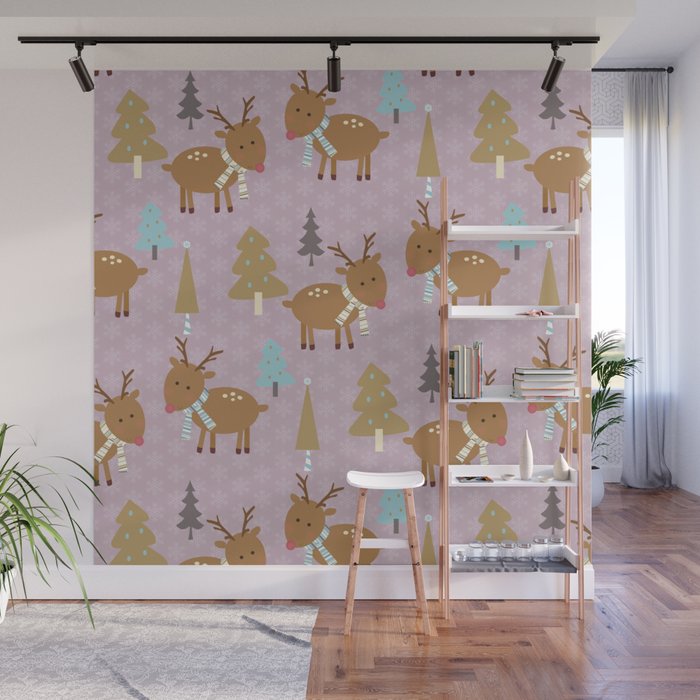 Christmas Candy Cane Seamless Pattern Wall Mural