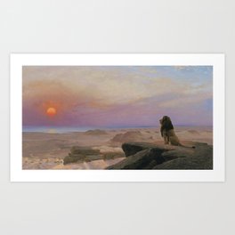 The Lion, The Serengeti, and the Sun, The Two Majesties African Plains landscape painting by Jean-Léon Gérôme Art Print