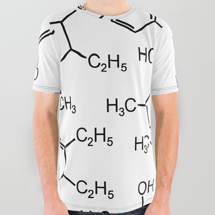 Chemistry chemical bond design pattern background white All Over Graphic Tee