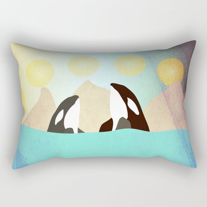 Orcas under the Sun Rectangular Pillow