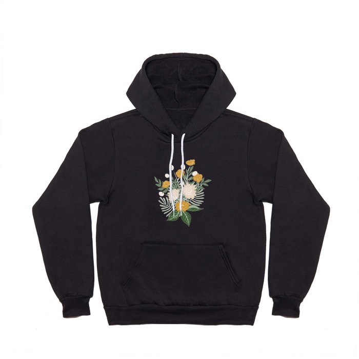 Floral wandering - retro flower bouquet - yellow and light blue Hoody