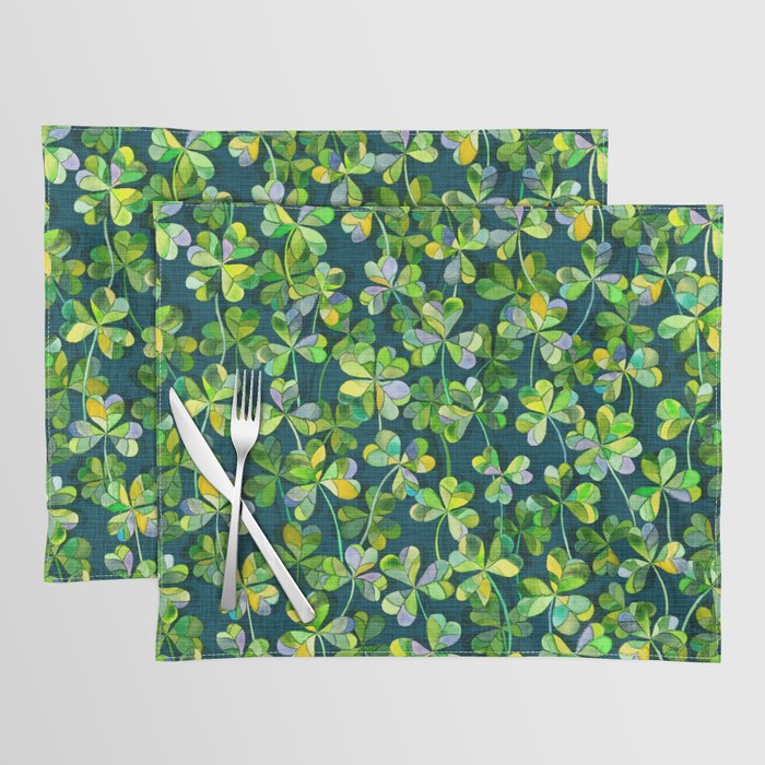 Lucky Clovers in Emerald Green Placemat
