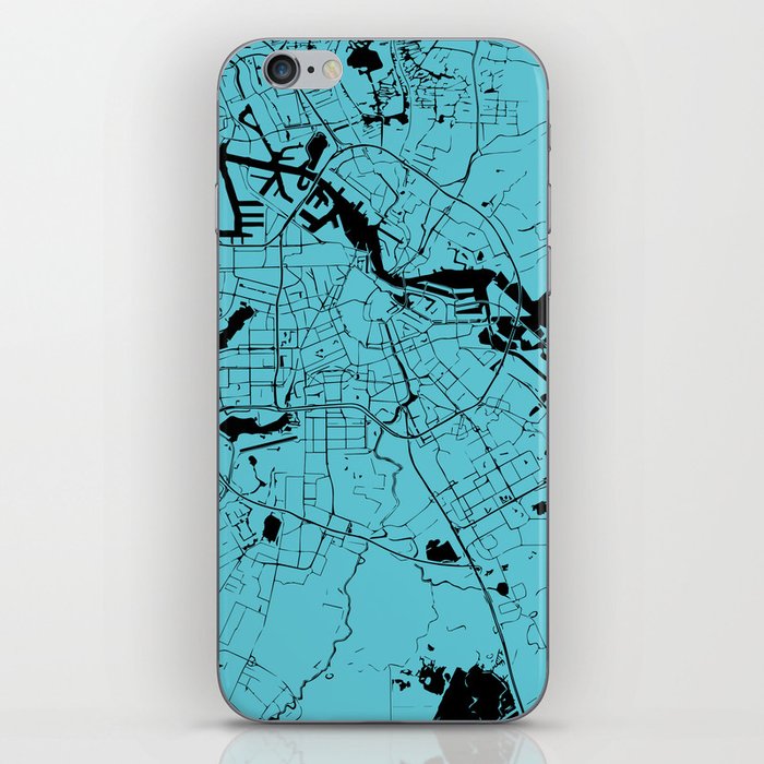Amsterdam Turquoise on Black Street Map iPhone Skin