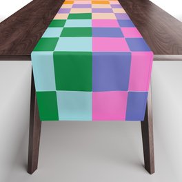 Checkerboard Collage Table Runner | Colorful, Geometric, Checkered, Mod, Graphicdesign, Check, Pattern, Happy, Playful, Whimsical 