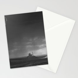 Thunder and lightening in Monument Valley Arizona-Utah border, towering sandstone buttes of Navajo Tribal Park wonders of nature black and white photography - photograph - photographs Stationery Card