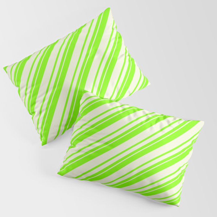 Chartreuse & Beige Colored Lines Pattern Pillow Sham