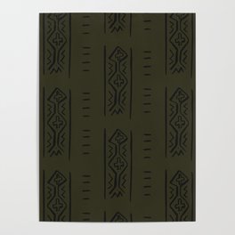 Mud Cloth Mercy Forest Green and Black Pattern  Poster