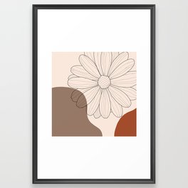 Sunflower Earthy Line Art Framed Art Print