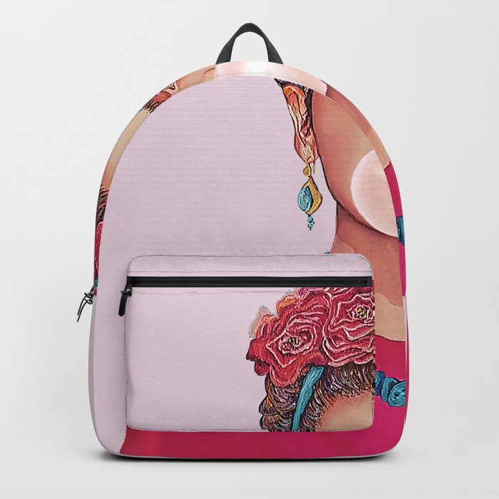 Frida Kahlo Blowing Pink Bubble Gum Backpack