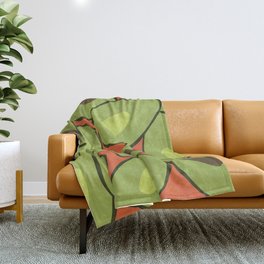 Avo - Minimalistic Avocado Design Pattern on Red Throw Blanket