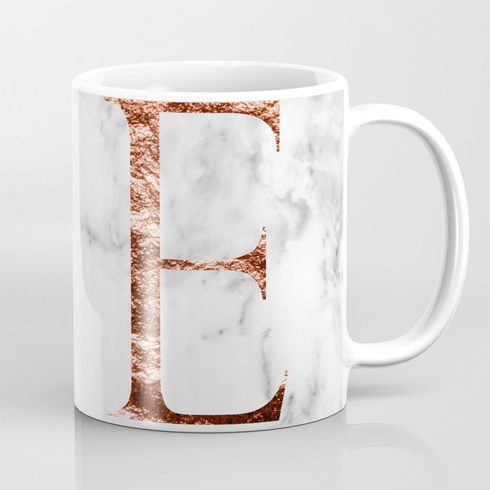 Monogram rose gold marble E Coffee Mug