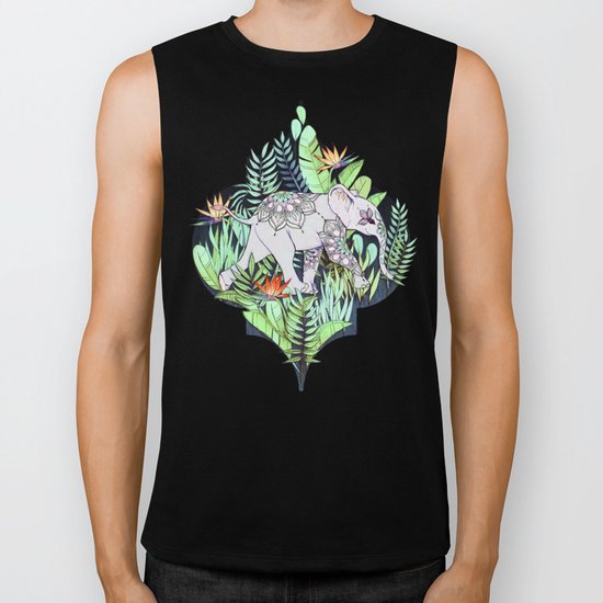 Little Elephant on a Jungle Adventure - faded vintage version Biker Tank